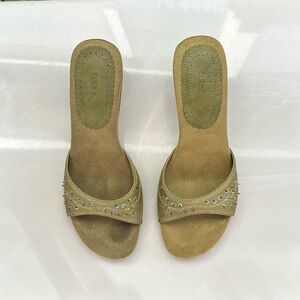 FIONI By Payless Green Embellished Women's Sandals